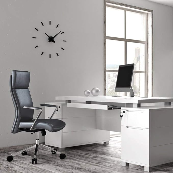 ZURI Draper Leather Executive Chair with Aluminum Frame- Dark Grey-DeskLoop Office