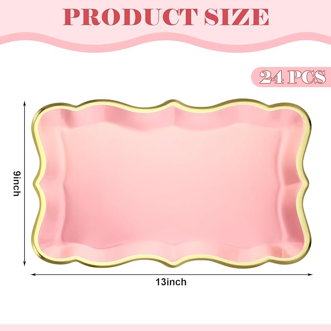 Havawish 24 Pcs 9" x 13" Rose Gold Disposable Paper Serving Trays - Image 2