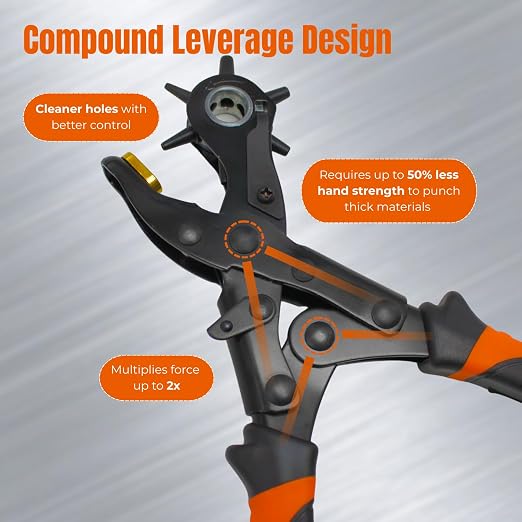 Adorox Heavy Duty Quality & Professional Design Revolving Hole Punch Pliers Kit - Image 3