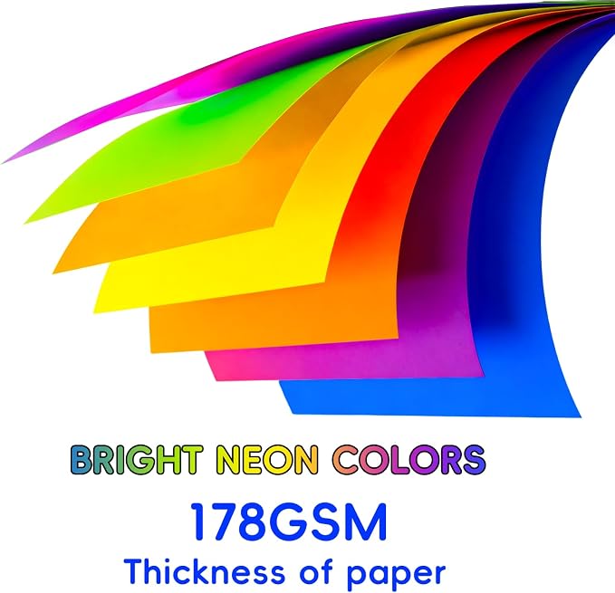 Index Cards 140-Count 5X8 Inch, 178GSM Heavyweight Set of 7 Fluorescent Colors - Image 3