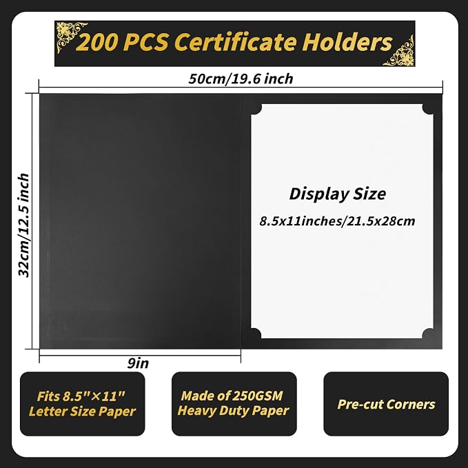 Oleitodh 200 Pcs Certificate Holders Bulk, Document Covers - Image 2