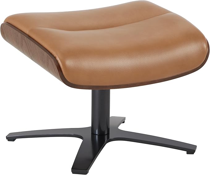 CHITA Genuine Leather Reclining Swivel Chair with Adjustable Headrest and Ottoman for Living Room, Saddle-DeskLoop Office