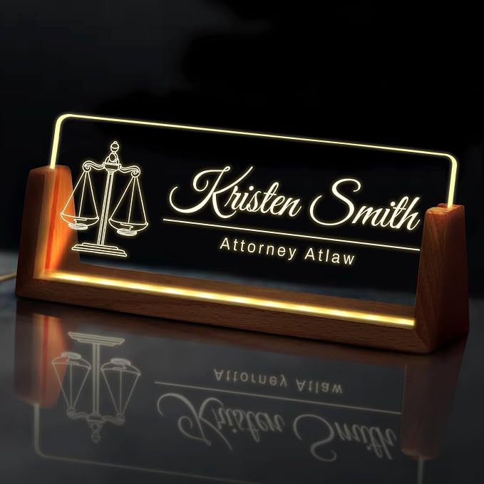 Custom Light Up Name Plate for Desk, Desk Name Plate Personalized by EOBIBIFUN