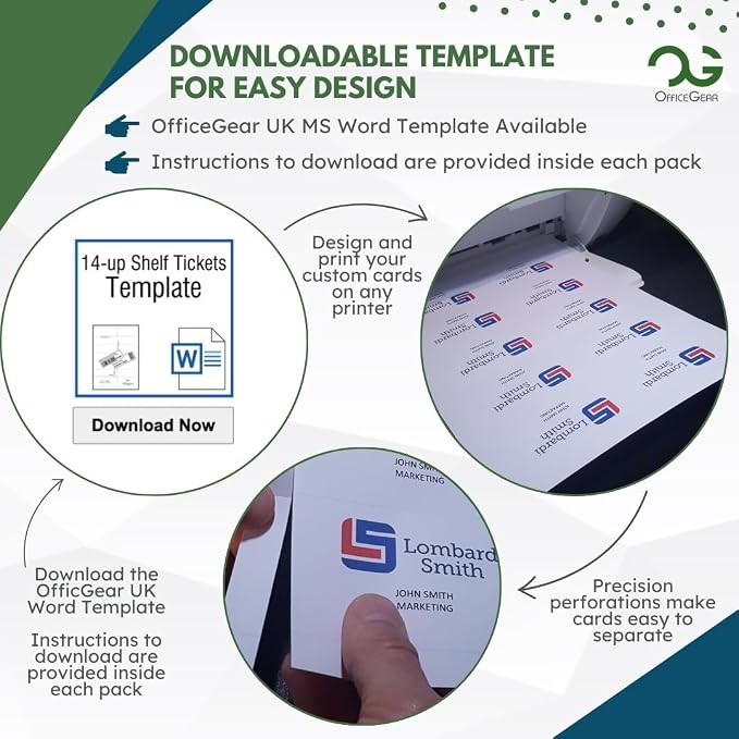 OfficeGear Shelf Edge Labels 38x105mm Custom Printable A4 Card - Image 5