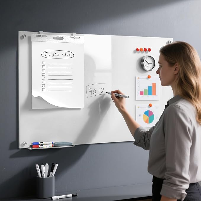 MaxGear Tempered Glass Whiteboard Dry Erase Board 48x30 Inch Ultra White | - Image 2