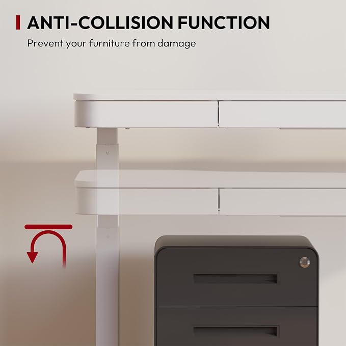 Standing Desk with Drawer, Electric Height Adjustable Home Office Desk with - Image 7