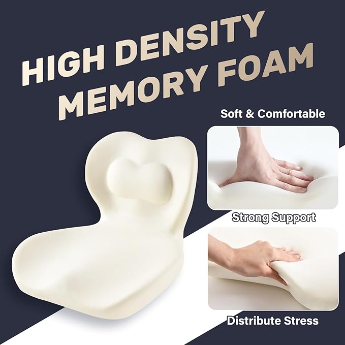 Coverado Seat Cushion and Lumbar Support Pillow One Piece for Car Office Chair, Ergonomic Memory Foam Desk Chair Cushion Back Support Pillow, Sciatica & Back & Tailbone Pain Relief Cushion-Gray-DeskLoop Office