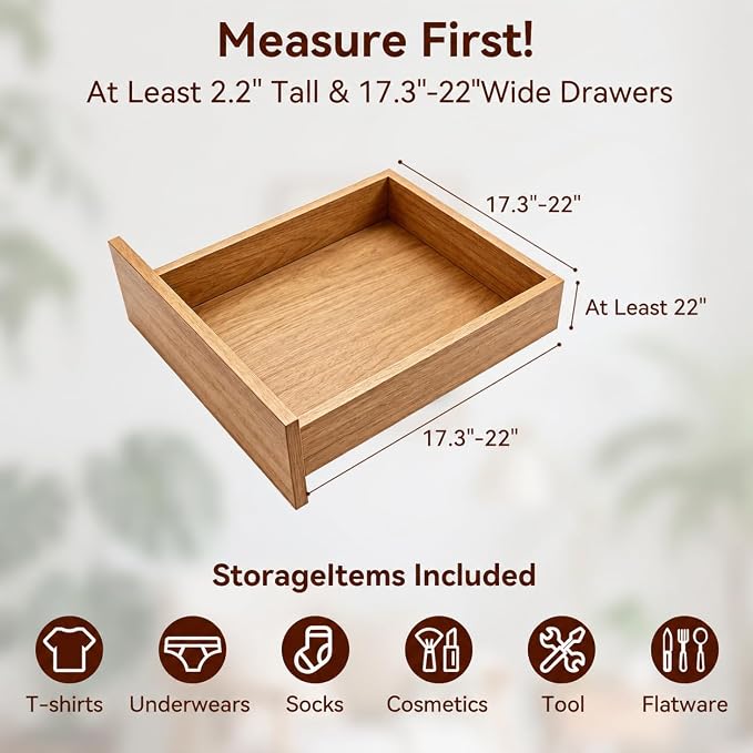 Drawer Dividers, Kitchen Drawer Organizer, 2 Pack 17.3''-22'' Adjustable Bamboo - Image 5