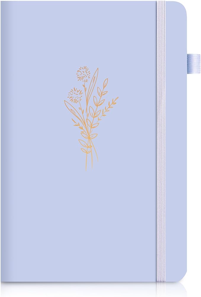 Lined Journal Notebook for Women Cute Leather Journals for Writing Aesthetic Floral Diary 192 Pages A5 Hardcover Journaling Notebooks with Pen Loop, 5.7 x 8.3 In, Purple-DeskLoop Office