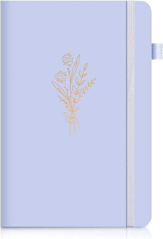 Lined Journal Notebook for Women Cute Leather Journals for Writing Aesthetic Floral Diary 192 Pages A5 Hardcover Journaling Notebooks with Pen Loop, 5.7 x 8.3 In, Purple-DeskLoop Office