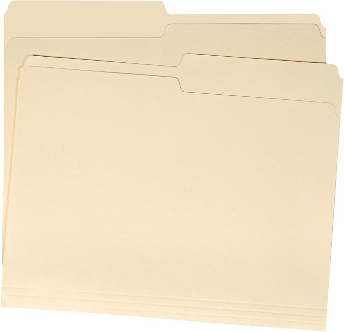 Amazon Basics Manila File Folders, Letter Size, 1/2 Tab in Left and Right - Image 2