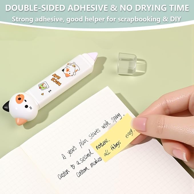 2 in 1 Correction Tape and Double Sided Tape Roller, Cute Quick Dry Japan White - Image 4