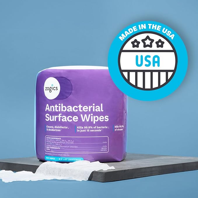 Zogics Antibacterial Wipes – Disinfecting Wipes for Sanitizing and Cleaning Surfaces and Equipment, EPA Registered Antibacterial Cleaning Wipes (1,600 Count – 2 Rolls of 800 Wipes)-DeskLoop Office