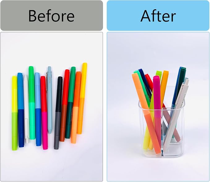 Newkita Acrylic Clear 3 Slots Pencil Pen Holder - Image 5