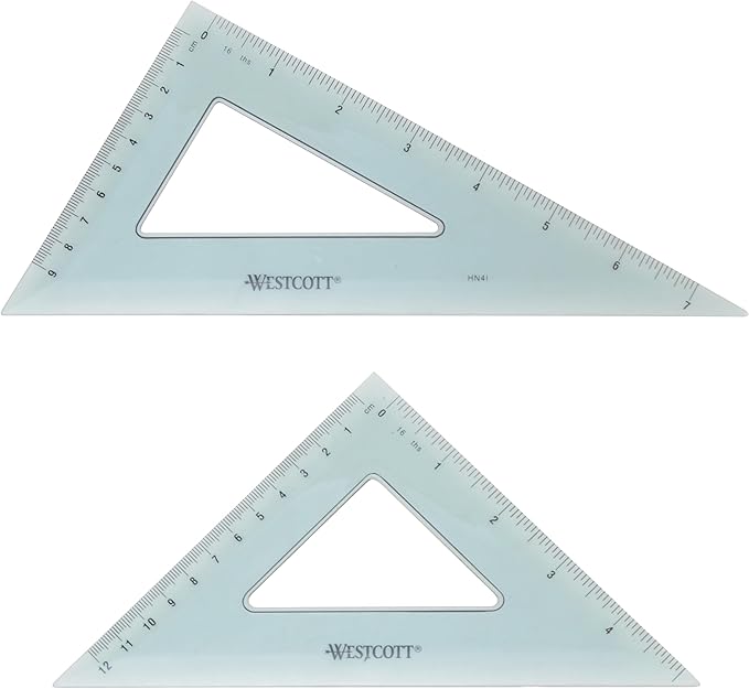 Westcott Triangular Scale Ruler Set, 30/60- and 45/90-Degrees, Back-to-School by Westcott
