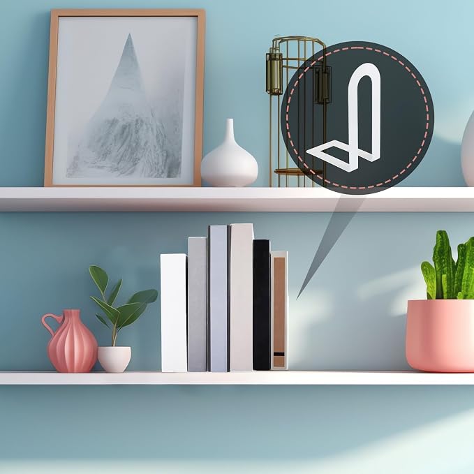 Chunful 6 Pcs White Book Ends for Shelves Modern Metal Bookends Decorative - Image 6