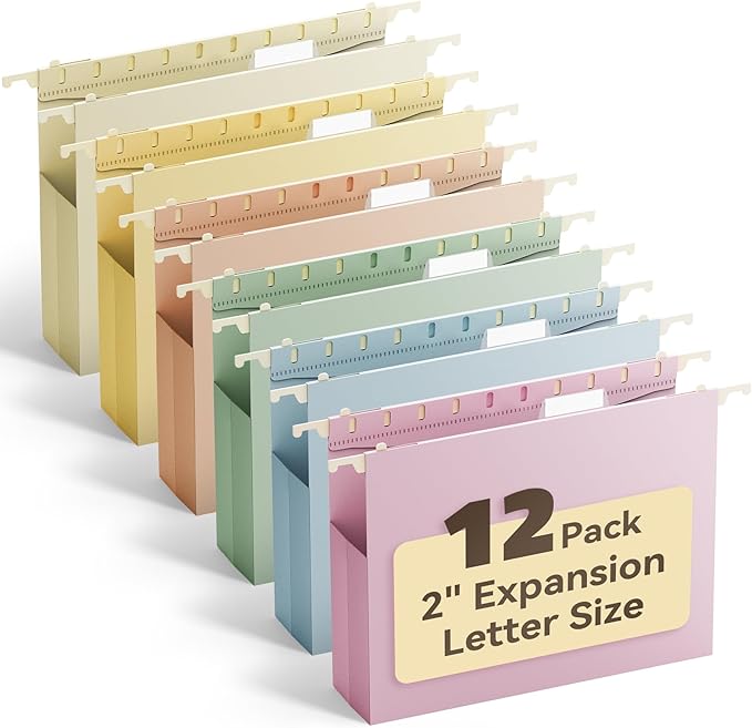 Ansook Hanging File Folders Letter Size, Plastic Hanging Folders by Ansook