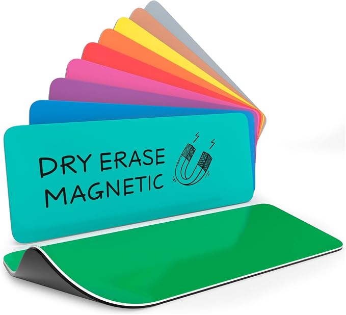Scribbledo 10 Pack Dry Erase Magnetic Labels 3.1" x 1.2" Reusable Erasable Dry by Scribbledo
