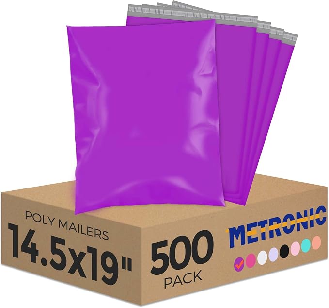 Metronic Poly Mailers 14.5x19 500Pack Bulk, Large Shipping Bags by METRONIC