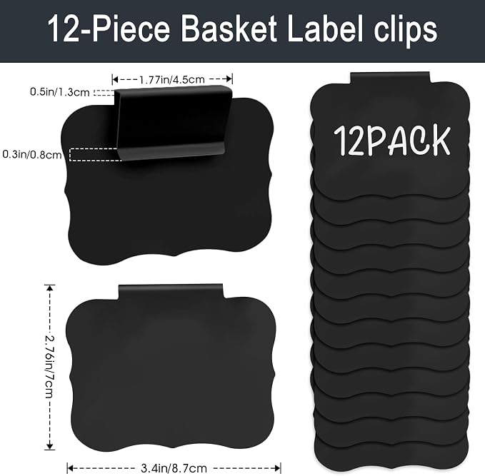 12pcs Black Basket Labels Removable PVC Labels | Clip On - Image 2