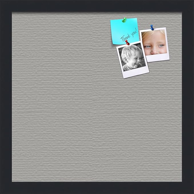PinPix 14x14 Inch Cork Bulletin Board. This Decorative Framed Pin Board Comes with Dark Stone Design and a Satin Black Frame. Ideal for Home Office Decor or Message Board (PinPix-1808)-DeskLoop Office