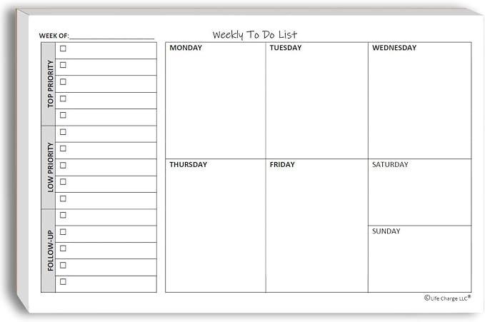 Weekly TO DO List Notepads Task Pad Planner w/Daily Checklist, Priority ToDo & - Image 8