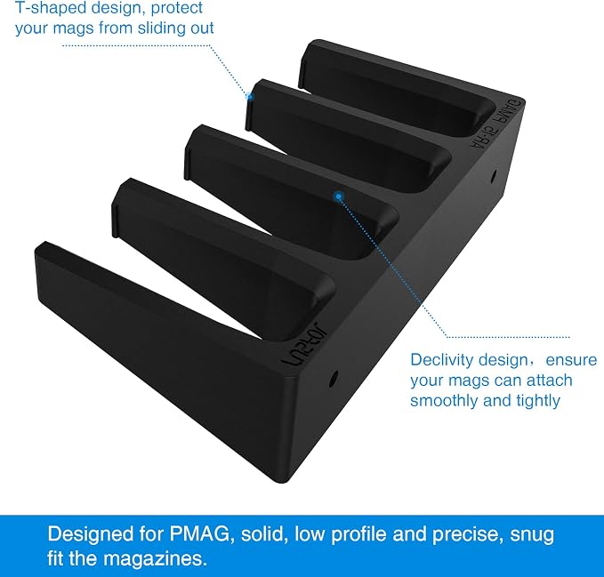 Solid ABS 6X Standard PMAG Wall Mount, Mag Holder, Home Magazine Storage Rack - Image 3