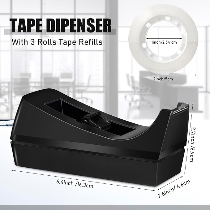 Thenshop 6 Pcs Desk Staplers Tape Dispensers Sets Black Staplers - Image 3