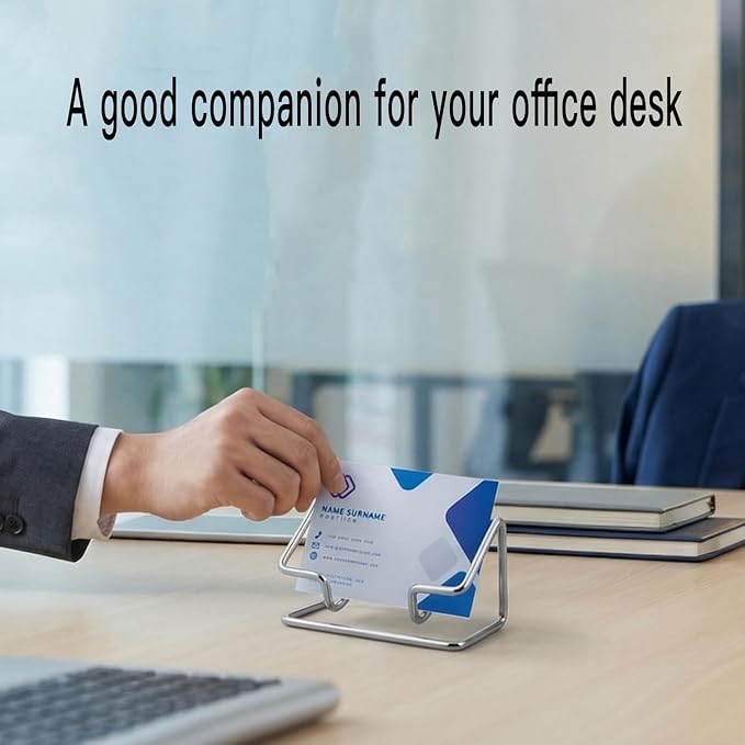2 Pack Minimalist Metal Business Card Holder, Simple Wire Frame Desktop - Image 4