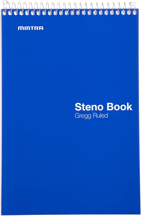 Mintra Office Steno Book - (Primary Colors, 4 Pads/Pack, Gregg Ruled) - 6inx9in, 70 Sheets, Notebook for writing notes in school, university, college, work, office-DeskLoop Office