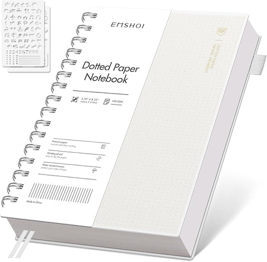 EMSHOI Spiral Notebook Bullet Dotted journal, A5 Dotted Grid Notebook by EMSHOI