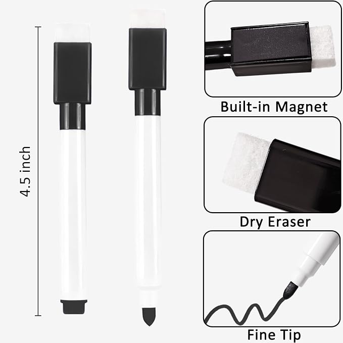 Beieverluck 200 Pieces Black Magnetic Dry Erase Marker - Image 2