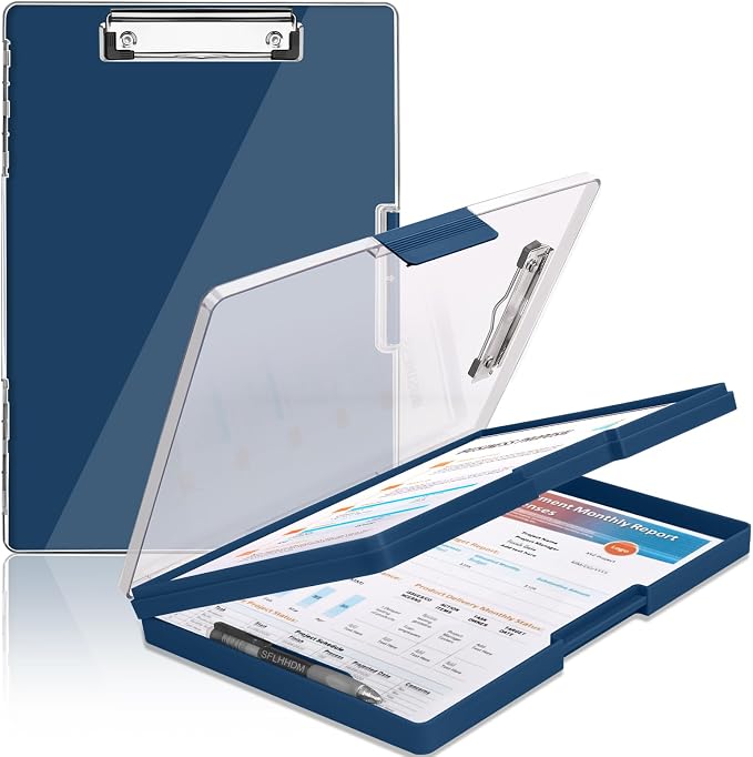 SFLHHDM Clipboard with Storage, Heavy Duty Clip Boards 8.5x11 with 2 Storage by SFLHHDM