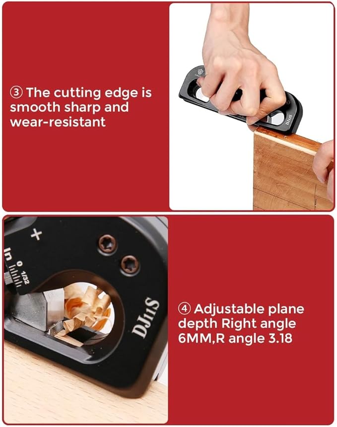 HONGDUI Chamfer Plane Edge Plane Corner Plane Quick Edge Trimmer Chamfering Tool with 3 Carbide Insert for Woodworking-DeskLoop Office