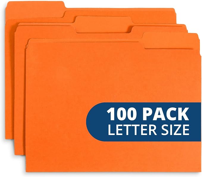 File Folder, 1/3 Cut Tab, Letter Size, 100 Per Box by BlueSummitSupplies