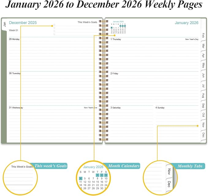 2026 Planner - Weekly Monthly Planner 2026 from January 2026 to December 2026 - Image 3