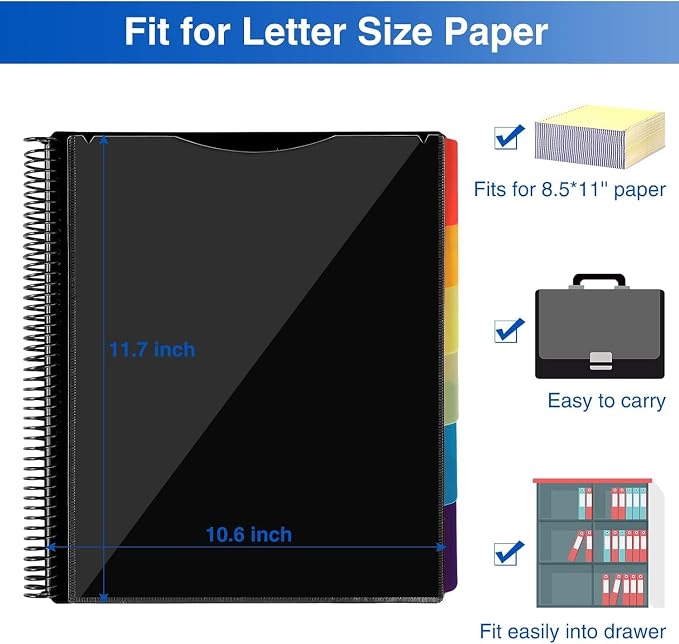 Forvencer 12 Pocket Project Organizer, 1/6-cut Tab Binder Organizer - Image 7
