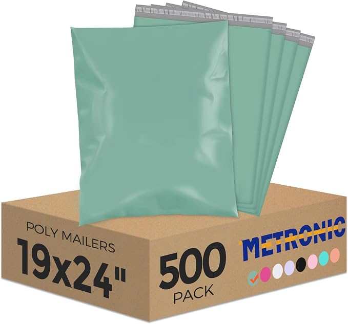 Metronic 19X24 500Pack Poly Mailers Strong Adhesive Shipping Envelopes by METRONIC