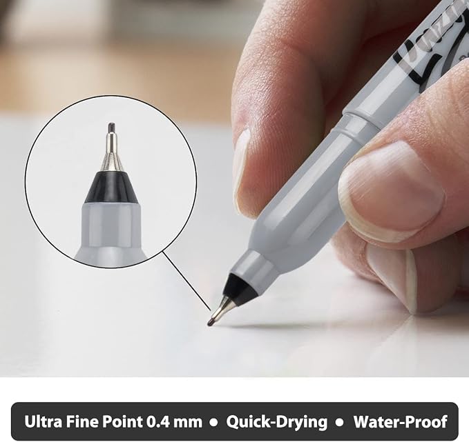 LAZGOL Permanent Markers Bulk, Ultra Fine Point, 60 Pack Black 0.4 mm Permanent - Image 3