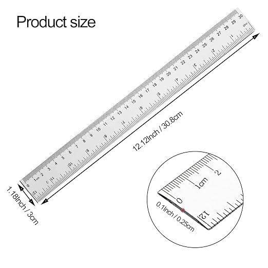 YouOKLight Plastic Ruler 30cm, Transparent Ruler 12 inch, Metric Ruler - Image 3