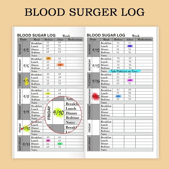 Travelers Notebook Inserts, Blood Sugar Log, Blood Pressure Log Book - Image 3
