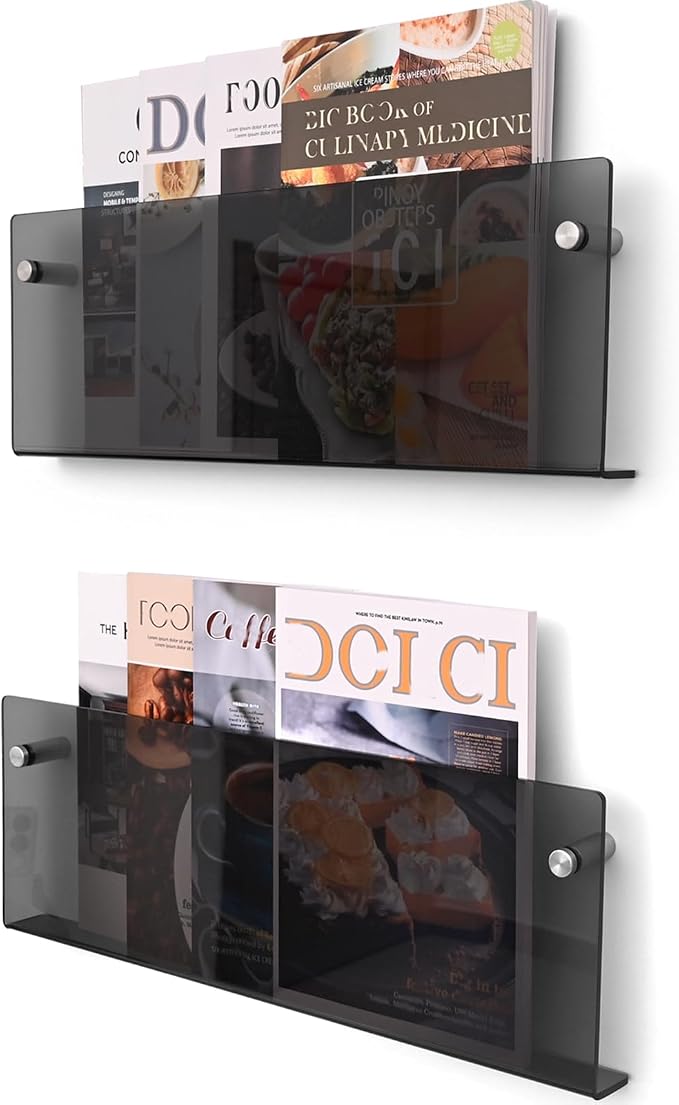 2 Pcs Acrylic Magazine Rack, Hanging Bookshelf Literature Storage Rack by XOHYW