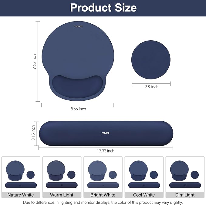 MOSISO Wrist Rest Support for Mouse Pad&Keyboard Set, Circle Curved Ergonomic - Image 7