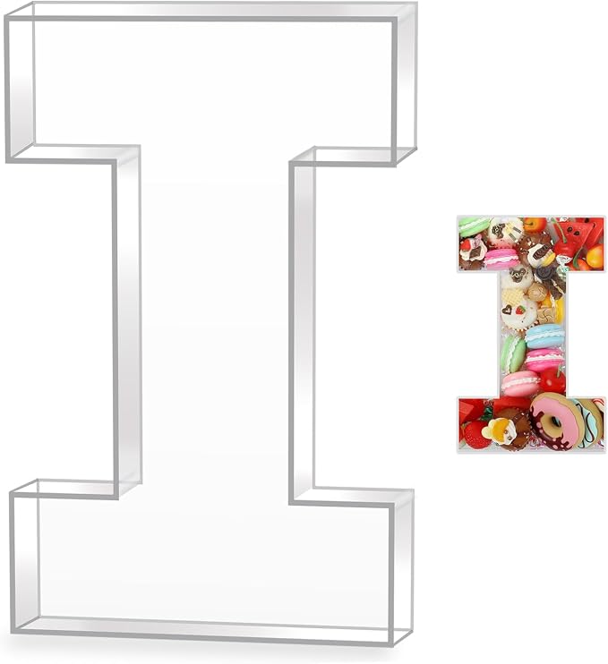 10" I Clear Acrylic Letter Charcuterie Board Box, Reusable Fillable Decorative by Esmorah