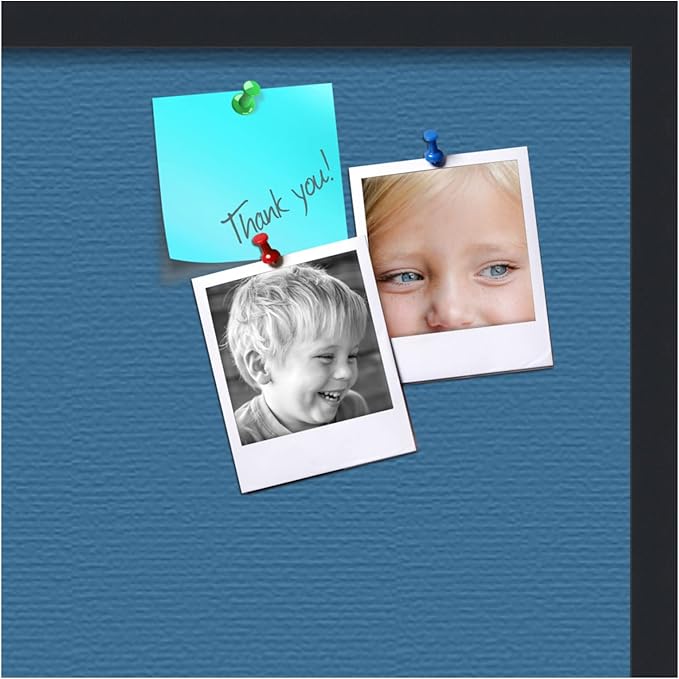 PinPix 24x24 Inch Cork Bulletin Board. This Decorative Framed Pin Board Comes with Navy Pastel Design and a Satin Black Frame. Ideal for Home Office Decor or Message Board (PinPix-1811)-DeskLoop Office