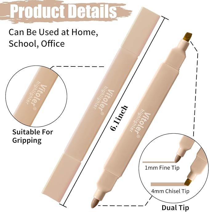 Piochoo Highlighters, Aesthetic Cute Pastel Highlighters Set, Dual Tip - Image 4