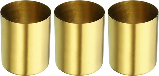 PATIKIL Pencil Holder, 3 Pack Pen Holder for Desk Stainless Steel Pencil Holders Cup Organizer Makeup Brush Holder for Desk Accessories, Golden-DeskLoop Office