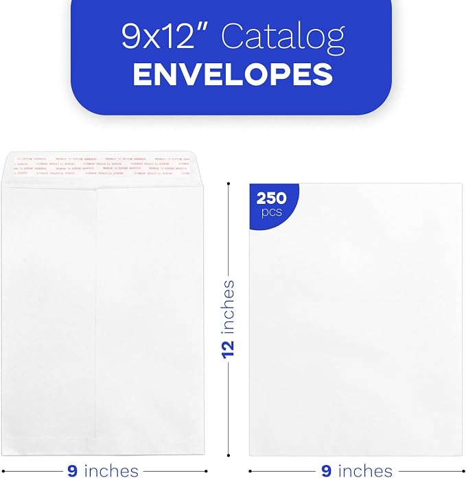 Goefun White Manilla Envelopes 9x12 Self Seal 250 Pack, Large White Envelopes - Image 2