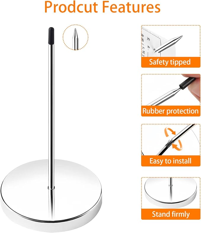 8 PCS Desk Receipt Holder Stainless Steel Receipt Spike 5.5 Inch Check Spindle - Image 3