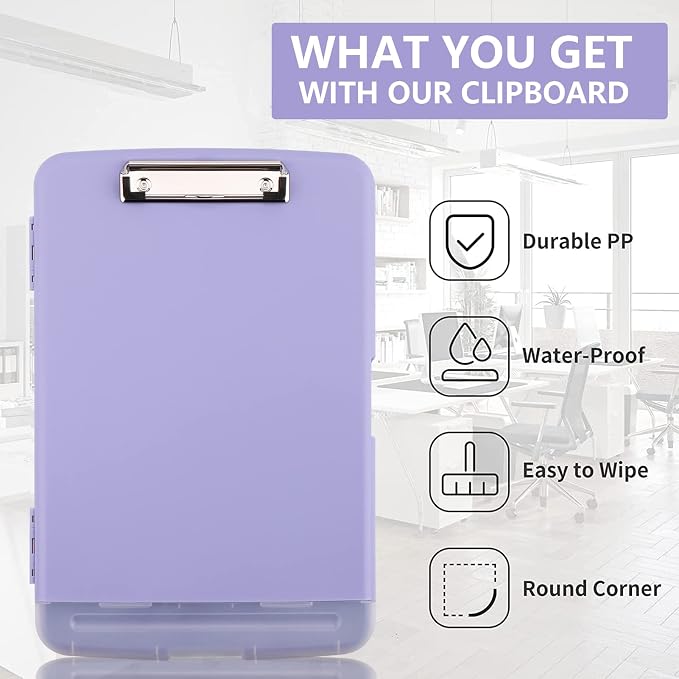 SFLHHDM Clipboard with Storage, Clip Boards 8.5x11, Plastic Clipboard with Pen - Image 7